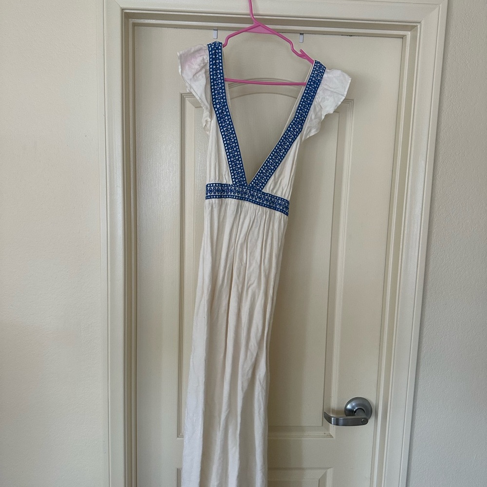 J. Crew White and Blue Maxi Dress